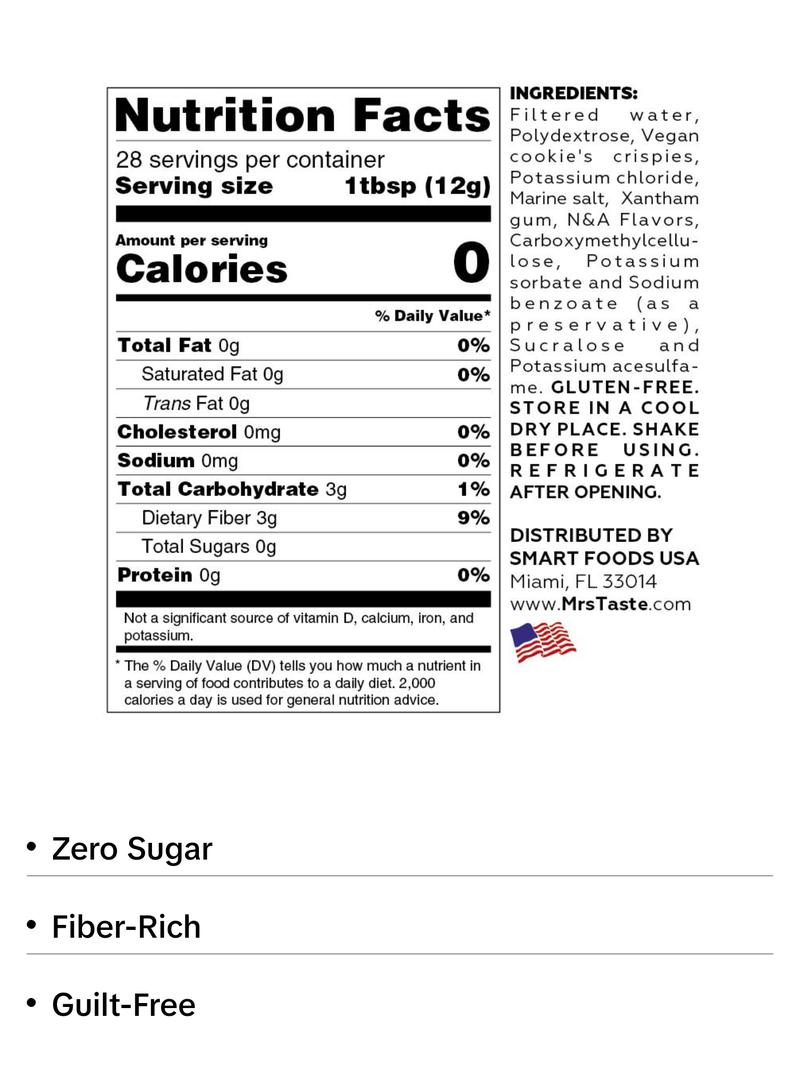 Mrs. Taste Cookies and Cream Sweet Flavor - No Sugar, Zero Calories, Zero Sodium, Ideal for Smoothies, Shakes, and More