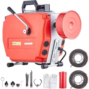 VEVOR 66FTx 5/8 Inch Drain Cleaner Machine, 250W Electric Sewer Snake Auger Manual Feed - with 7 Cutters, 2 Steel Cables (66'x 5/8 and 15'x 3/8) CW/CCW Control for 1.6 to 4 PipesVEVOR Super Brand Day