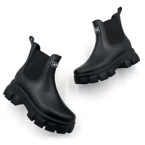 Amoji Unisex Ankle Chelsea Rain Platform Rubber Waterproof Boots