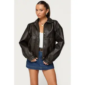 Jaxson Oversized Faux Leather Bomber Jacket Jaxson Oversized Faux Leather Bomber Jacket