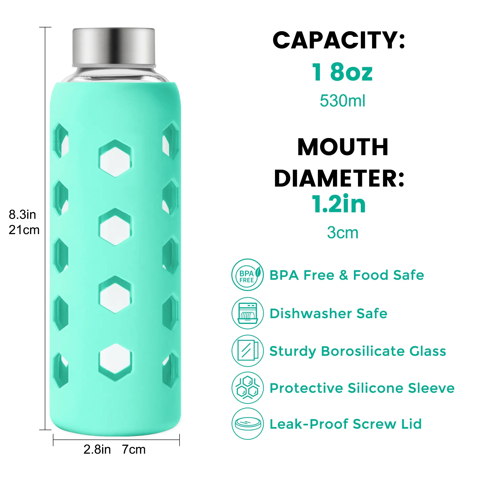 Mrsdry Glass Juice Bottles with Lids and Silicone Sleeves 18 oz, 4-Pack  Reusable Clear Glass Water Bottles with Stainless Steel Airtight Cap for  Juicing, Refrigerator, BPA Free Leak-Proof Drinking Jar - TikTok