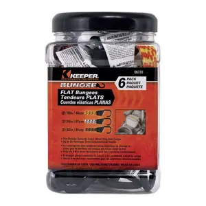 Keeper 8865560 Flat Bungee Cord, Assorted - Pack of 6
