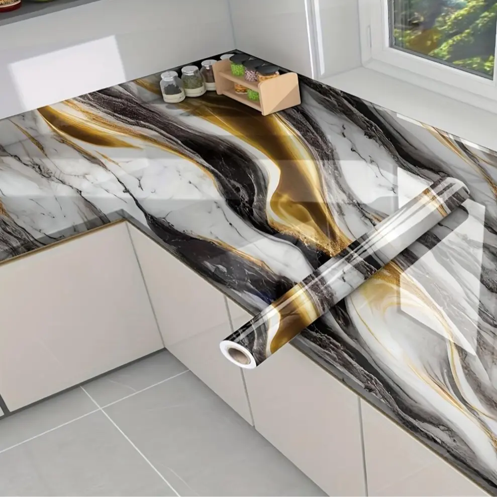 Luxury Marble Peel & Stick Decorative Wallpaper, Waterproof Vinyl Tile Pattern, Easy DIY Installation, Ideal for Bathroom Countertops, Marble Backsplash Wallpaper, Home, Marble Wallpaper Peel and Stick, Diy Wallpapers