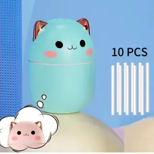 Cute Cat Air Humidifier Ultra-Silent USB Office Household Bedroom Car Aromatherapy Purifier with LED Cool Mist Spray Adjustable Concentration Scent Level Diffuser Essentials Spell Kit Car Aromatherapy Ritual Oil Distiller