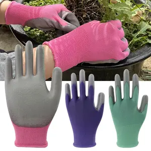 Women'S Breathable Pu Safety Gloves Are Made of Polyurethane Coating And Polyester Fabric. They Are Suitable for Farming, Outdoor DIY Fishing Car Multipurpose