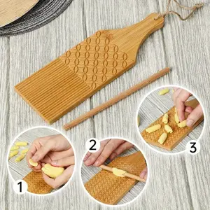1pc Italian Noodle Set - Bamboo Roll Heart shaped Powder Pressing Board Built in Italian Noodle Making Machine and Italian Noodle Roll - Unique Kitchen Creative Tool