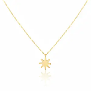 18K Gold Plated Matte Finish Sun Pendant Necklace