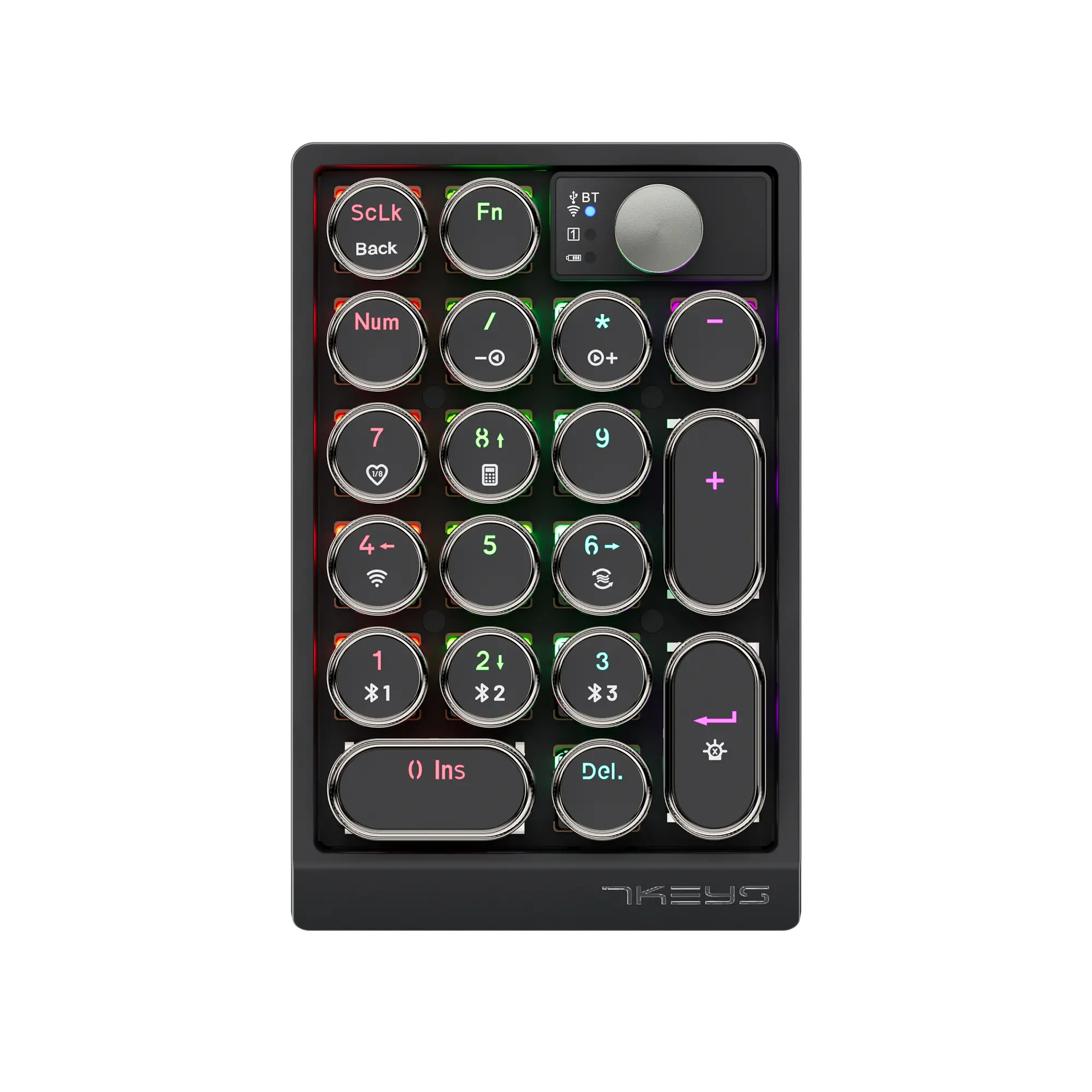 7KEYS Wireless Numeric Keypad, Retro Typewriter Style Number Pad, 19-Key Portable Numpad Extension for Laptop, Desktop, PC, Mac, Financial Accounting