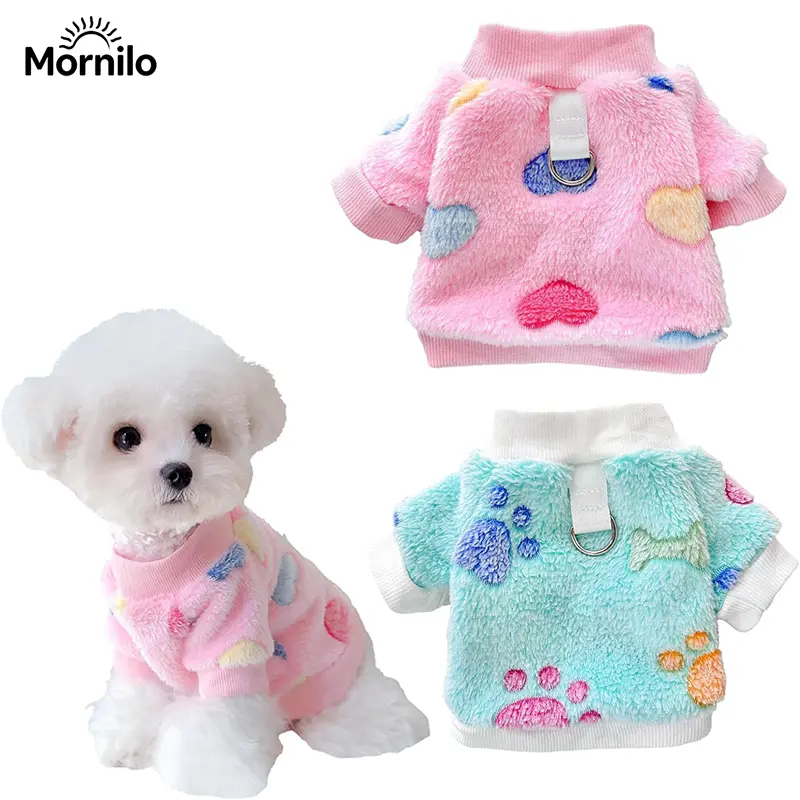 Cute Christmas Dog Coat, Soft Flannel Winter Jacket for Small Dogs and Cats, Warm Cozy Pet Outfit for Teddy Pomeranian Bichon, Holiday Dog Clothes