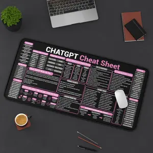 Chat GPT Cheat Sheet Mouse Pad, AI Language Chat GPT Quick Reference Mouse mat, Desk Mat for Software Engineers, Gaming Accessories, Desk Decor Setup, Work Support