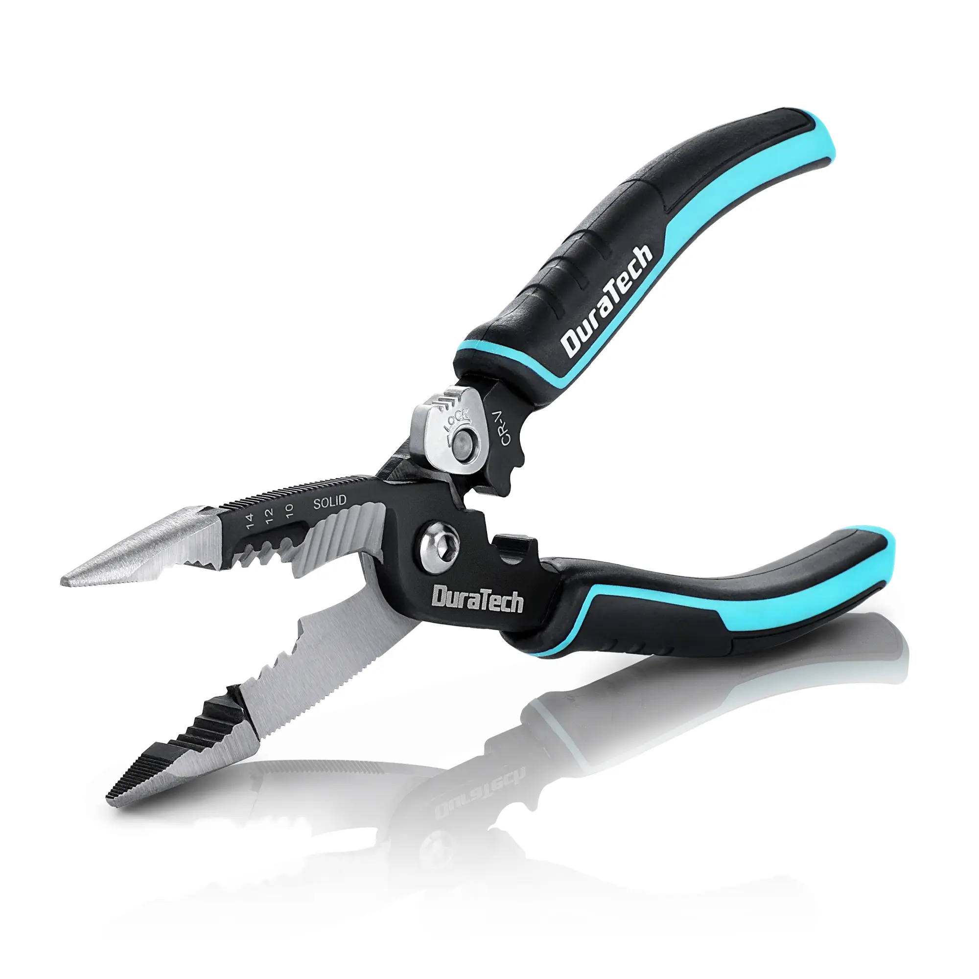 #summersale DURATECH 5-in-1 Wire Stripper, 8" Wire Stripper and Crimping Tool, Premium CR-V Construction, Needle Nose Plier, Multifunctional Electrician Pliers for Crimping, Cutting, Stripping, Shearing, Clamping
