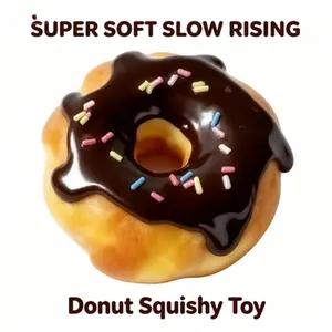 Chocolate Donut Squishy Toy, Safe Silicone Stress Relief Squeeze Toy, Non-Toxic Slow Rising Fidget Toy for Anxiety, Kawaii Dessert Decompression Toy