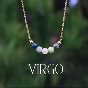 Handmade Virgo Crystal Bead Necklace | Dainty Daily Wear | Natural Tumbled Stones | Personalized Healing Crystal Astrology/Zodiac Necklace | Birthday and  Anniversary