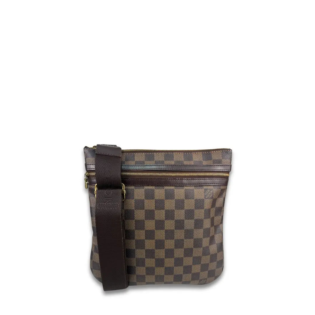 Pre-owned Louis Vuitton Coated Canvas Crossbody Bags Damier Ebene Pochette Bosphore