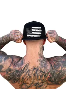 TheDriveClothing USA Flag Flat Bill Hat – Y2K Streetwear Snapback Cap, Black & White Biker Fashion, TikTok Viral Skater Hat, Grunge Urban Trucker Style, Alt Goth Aesthetic