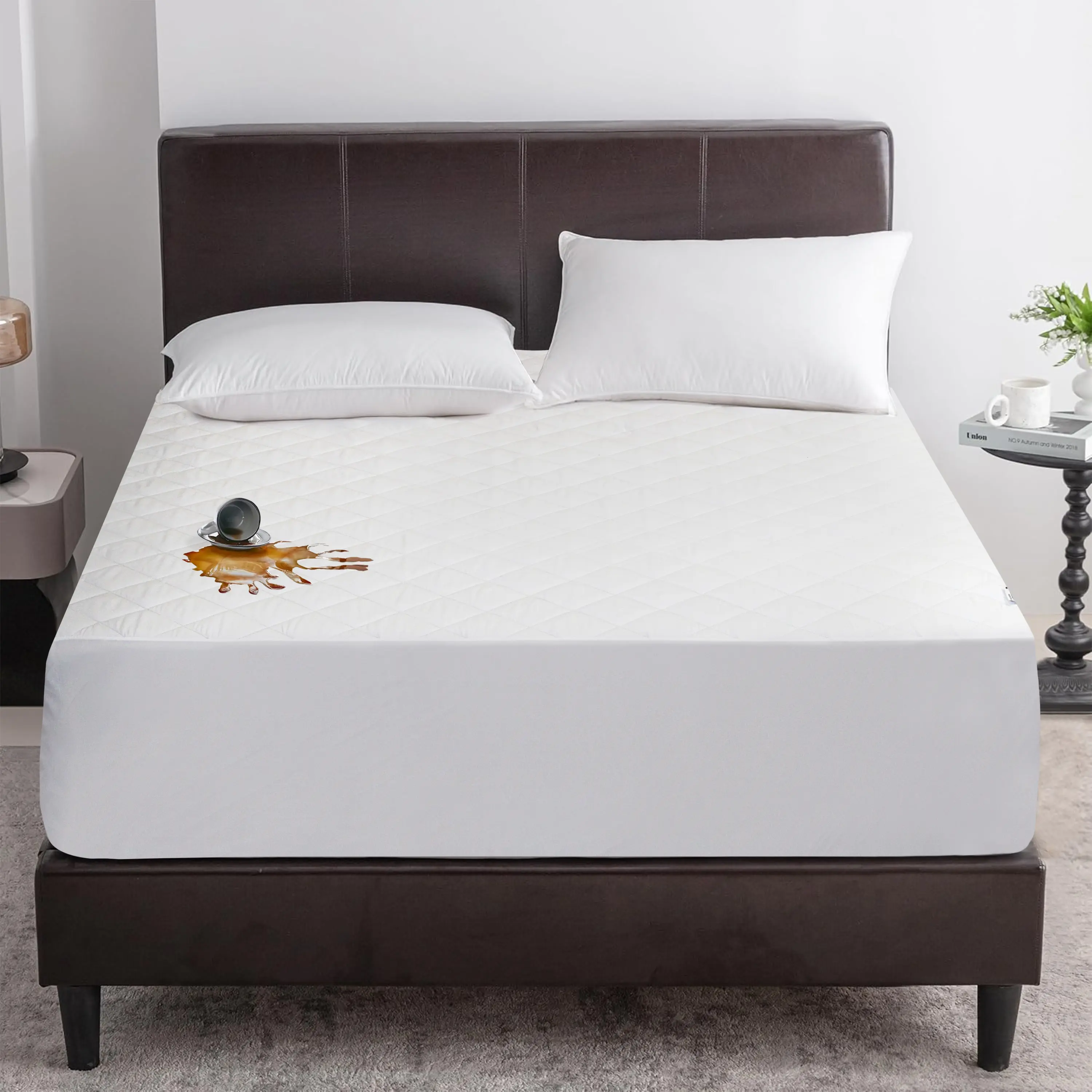 Waterproof Mattress Protector Stretchable Fitted Quilted Mattress Cover Deep Pocket up to 16in Durable Fitted Bed Cover Size Mattress Pad Covers