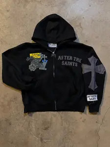 PATCHWORK BLACK SAINT ZIP UP