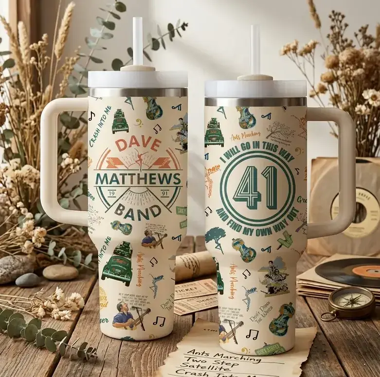 Dave's Matthews Band Inspired Tumbler 40oz 20oz With Handle, DMB Music Artwork Stainless Steel Insulated Travel Cup, Rock Band Fan Drinkware Gift For Music Lovers