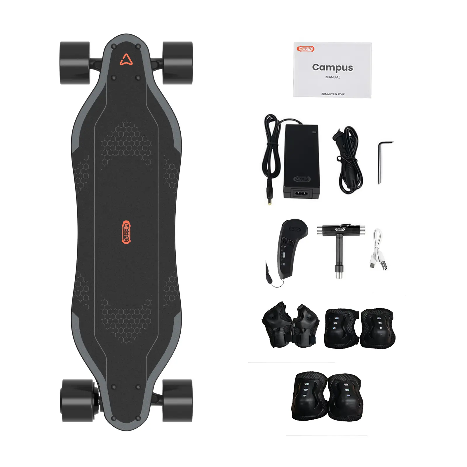 MEEPO Campus Electric Scooter with Remote, 15.5MPH Top Speed, 7-Layer Maple Deck, Compact & Lightweight Design, 680 × 200 × 120 Mm, 24-Month Support for Amateurs, Daily Commute (Skateboards & Casterboards Category), 200W Brushless Motor, 63Wh Battery