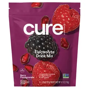 Cure Hydration Hydrating Electrolyte Mix, Berry Pomegranate, 14 Packets, 0.29 oz (8.3 g) Each | HSA/FSA Eligible