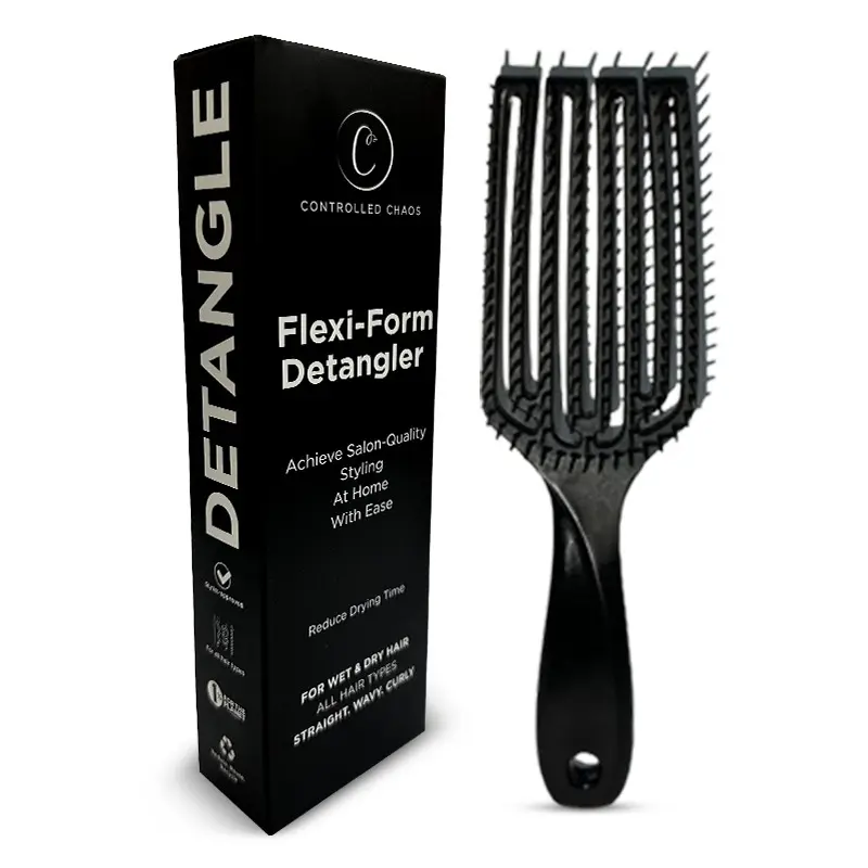 Flexi-Form Detangler Brush – Flexible Vented Detangling Hair Brush with Heat-Resistant Anti-Static Nylon Bristles for Wet & Dry Hair