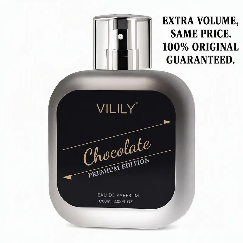 VILILY Men's Luxury Chocolate EDP Cologne - Long-Lasting Warm Gourmand Non-Toxic Perfume, Premium Matte Silver Bottle, 60ml 2.03 FL.OZ, Gift for Him, Everyday Use
