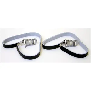 DUO Bicycle Parts  Bicycle Pedal Leather Straps Black- 2 x 9 in.