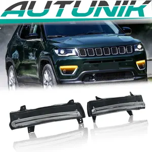 Pair Amber+White LED DRL Daytime Running Lights Turn Signal For 17-20 Jeep Compass