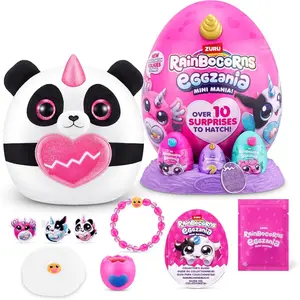 Rainbocorns Eggzania Mini Mania Panda Plush Surprise Unboxing with Animal Soft Toy, Idea for Girls with Imaginary Play by