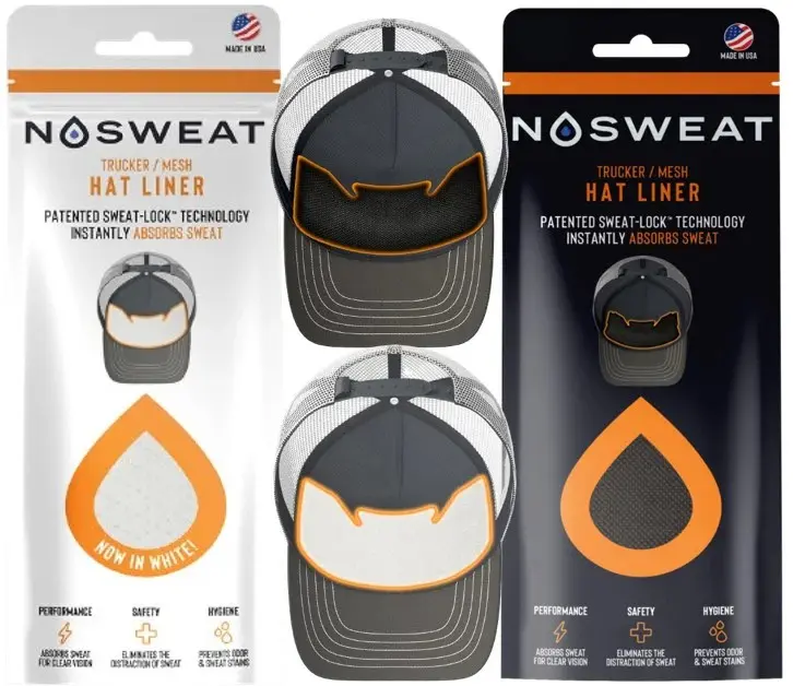 NOSWEAT White & Black Trucker Hat Liners - Patented SweatLock Technology - 6 Pack - Instant Sweat Absorption & Odor Reduction - Hypoallergenic & Lightweight - Pack contains 3 black and 3 white trucker hat style sweat liners