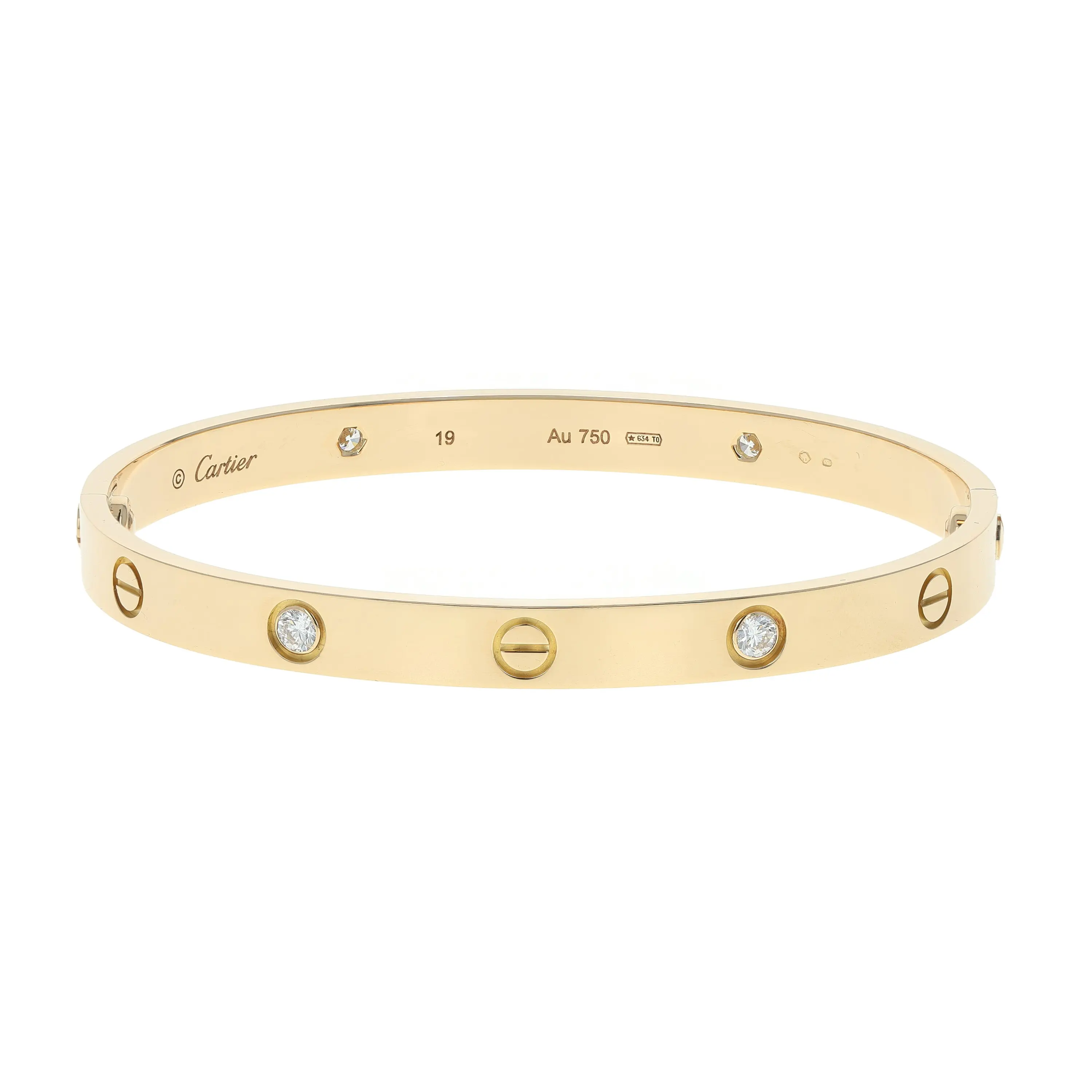 Pre-owned Cartier Love Bangle Bracelet Size 19