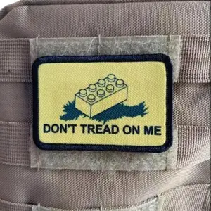 Don't tread on my brick joke Gadsden flag meme  2"x3" removable morale patch with hook and loop backing