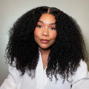 Amanda Hair: Glueless Thick Fluffy Afro Curly Human Hair Bob Wigs 6*4 Closure Lace Wig For Women