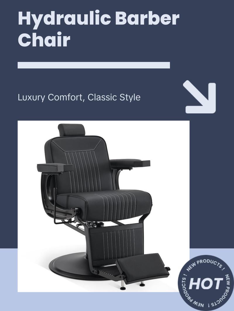 BarberPub Reclining Barber Chair, Hydraulic Styling Salon Chair for Hair Stylist 8334