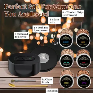 Rechargeable Electric Cocktail Smoker Kit - Whiskey Drink Infuser with 6 Flavored Wood Chips - Portable & Easy-to-Use Smoke Gun - Perfect Gift Set for Bartenders & Home Bars