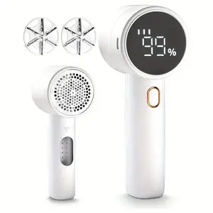Electric Fluff Remover with Brush, Portable Fabric Shaver, 3 Speed Sweater Trimmer, Small Carpet Cleaner, Includes Two Extra Heads