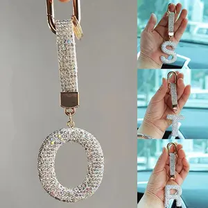 1PC Fashion Sparkling Rhinestone Alphabet Keychain Cute Letter Charm Key Ring Exquisite Backpack Decoration Accessories Gifts
