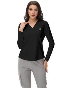 Women's Sporty Casual Polo Shirt, Moisture-Wicking Breathable Base Layer, Small Collar Long Sleeve Golf Tee, Summer Fashion Top, Golf Apparel