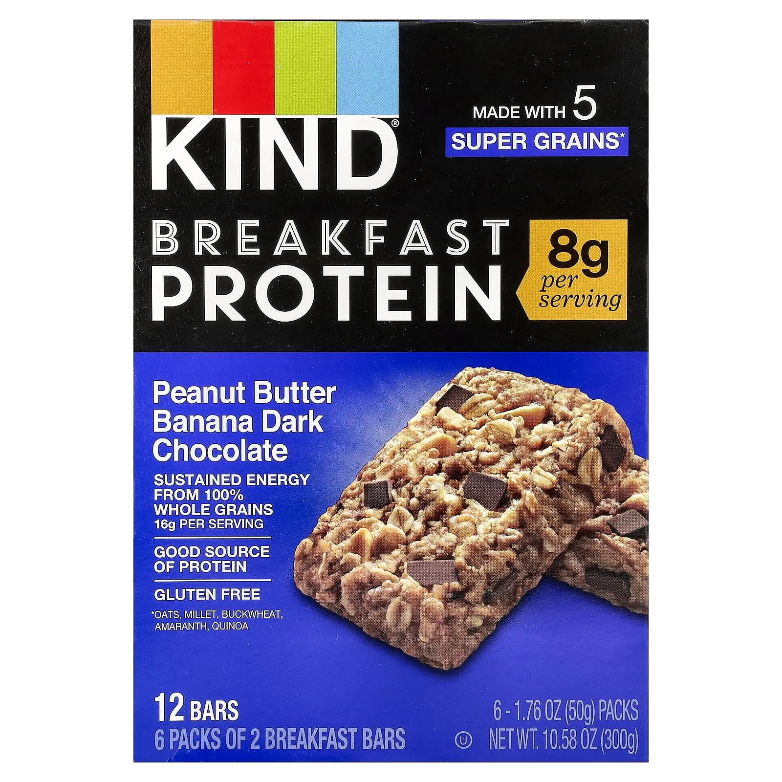 KIND Bars Breakfast Protein Bars, Peanut Butter Banana Dark Chocolate, 6 Packs, 1.76 oz (50 g) Each