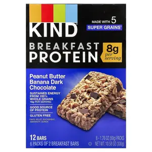 KIND Bars Breakfast Protein Bars, Peanut Butter Banana Dark Chocolate, 6 Packs, 1.76 oz (50 g) Each
