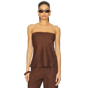DONNI. x REVOLVE The Linen Tube Top in Walnut