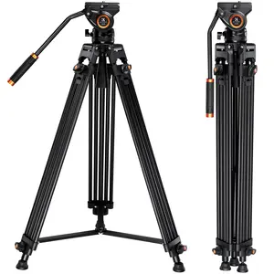 K&F CONCEPT 72" Professional Video Tripod, Heavy Duty Aluminum Tube Tripod with Fluid Head Max Loading Capacity 17.6lbs for DSLR Camcorders Camera VA18+ VH081