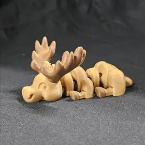 3d printed lazy moose in varieties of brown colors Sculpture Decor Ornaments