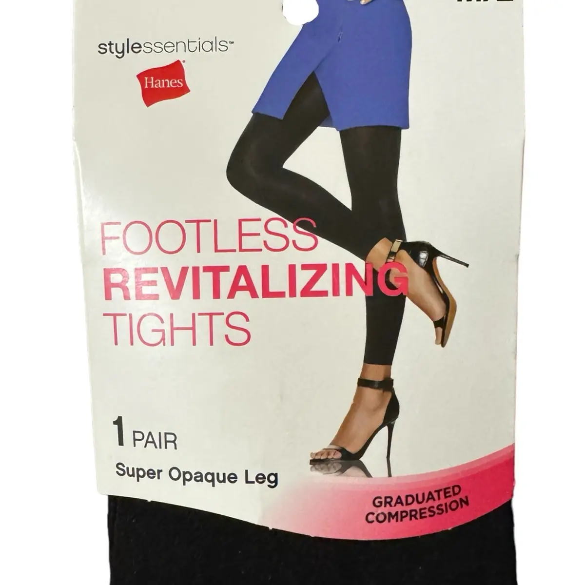 Footless Revitalizing gradual compression Hanes Tights Super Opaque Leg Size M/L-Tummy Control- Lightweight- sleek silhouette