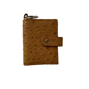 Genuine Ostrich Key Ring License and Cc Holder