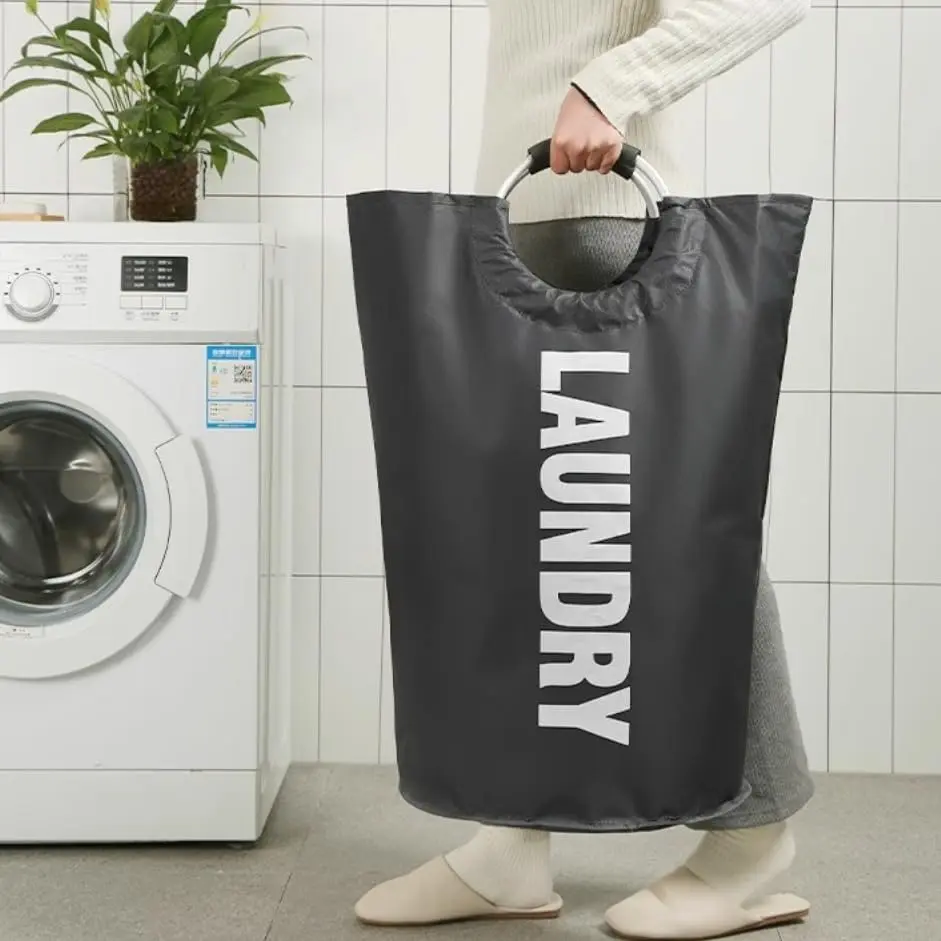 90L High Capacity Dirty Clothes Storage Sack 600D Thickened Waterproof Oxford Fabric Reinforced Bearing Handle Large Space Foldable Portable Organizer For Laundry Room