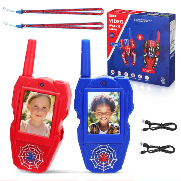 COOL SPIDER Video Walkie Talkies for Kids – HD Video Calling, Rechargeable Battery, 2-3 Hours Playtime, Interactive Voice Chat Toy with More Fun Features