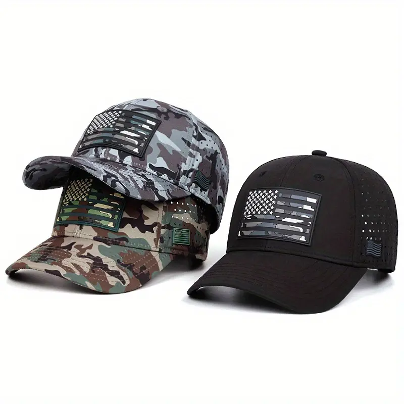 Unisex American Flag Baseball Trucker Hat - Breathable Mesh, Adjustable Camo Tactical, Breathable Polyester, for Casual & Outdoor Use, Mens Hats, Breathable Polyester Caps