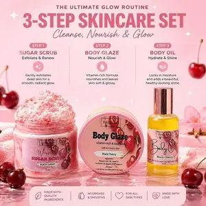 Black Cherry 3-Piece Glow Set | Sugar Scrub + Body Glaze + Body Oil