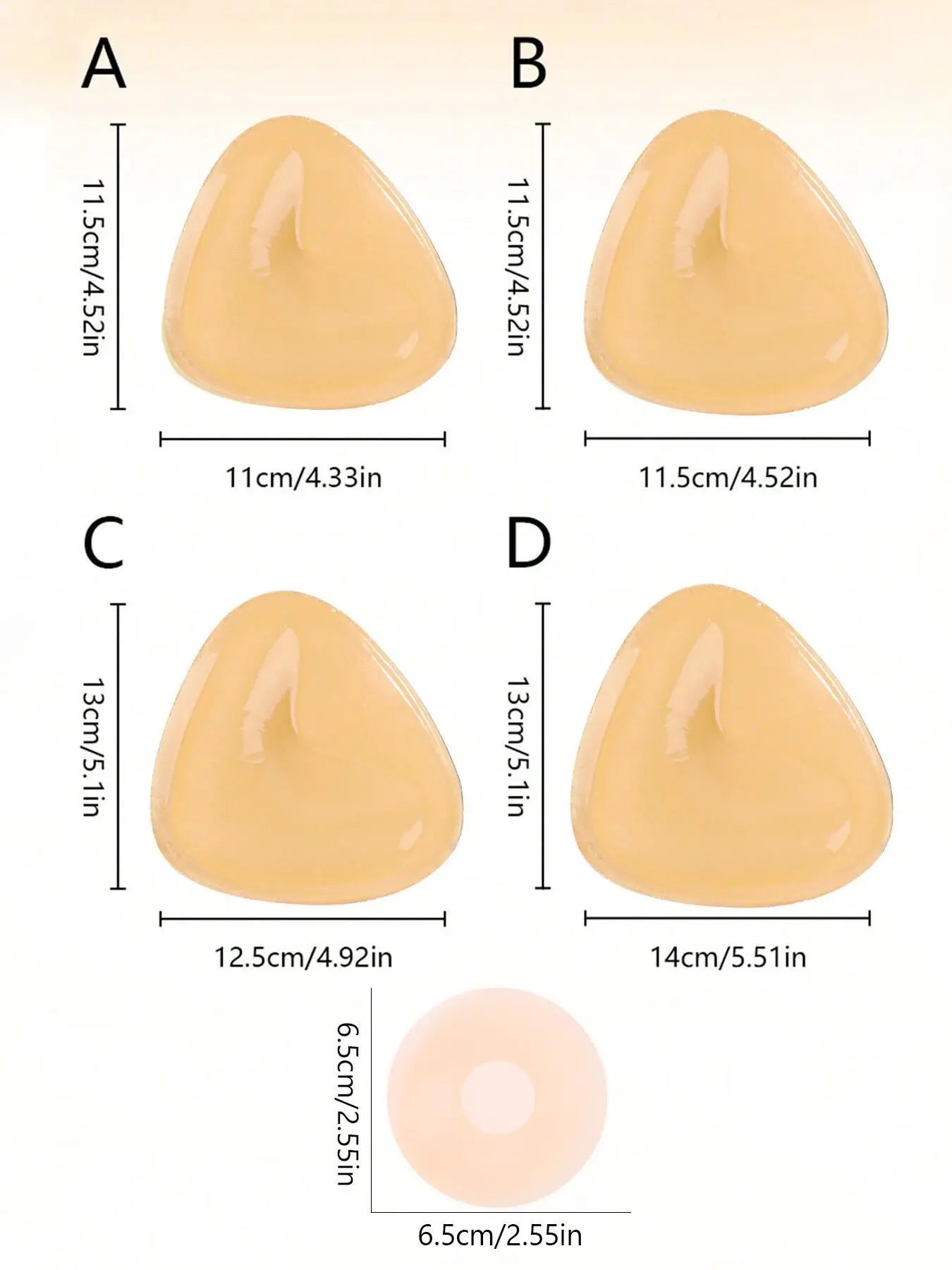 Women's thickened triangular bra pad, Adhesive bra inserts, double-sided adhesive, increases breast size, gathers the chest, prevents sagging, Women's underwear accessory, suitable for bikinis, swimsuits, dresses, wedding gowns